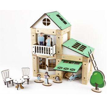 Деревянный конструктор на магнитах "Семейный дом" ТМ Zevs-toys, 106 дет